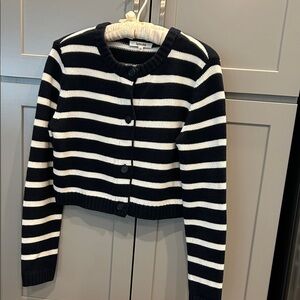 Splendid Black and White Striped Cardigan